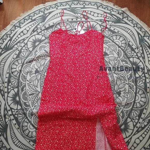 ZARA WOMAN NWT SS21 RED-WHITE FLORAL PRINT DRESS MEDIUM 4688/305 NEW - Picture 3 of 10